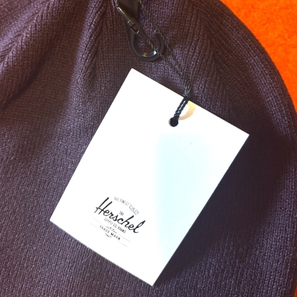 Herschel Blair unisex eggplant plum ribbed trim solid tuque hat beanie NWT - Picture 5 of 8